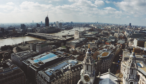 panoramic view of London's rooftops